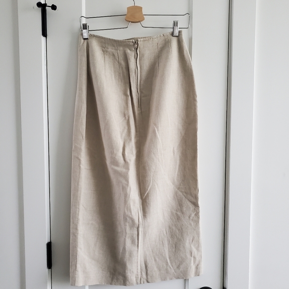 Marks & Spencer Linen Midi Pencil Skirt with Buttons - Picture 9 of 13